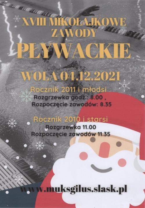 XVIII Mikołajkowe Zawody Pływackie - plakat